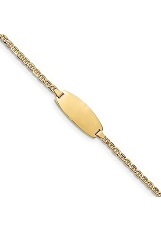 felicitous 14k yellow gold oval anchor baby id bracelet
